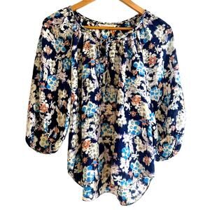 Rebecca Taylor Blouse Size 6 Silk Peasant Tie Front Top Shirt Boho Cottagecore